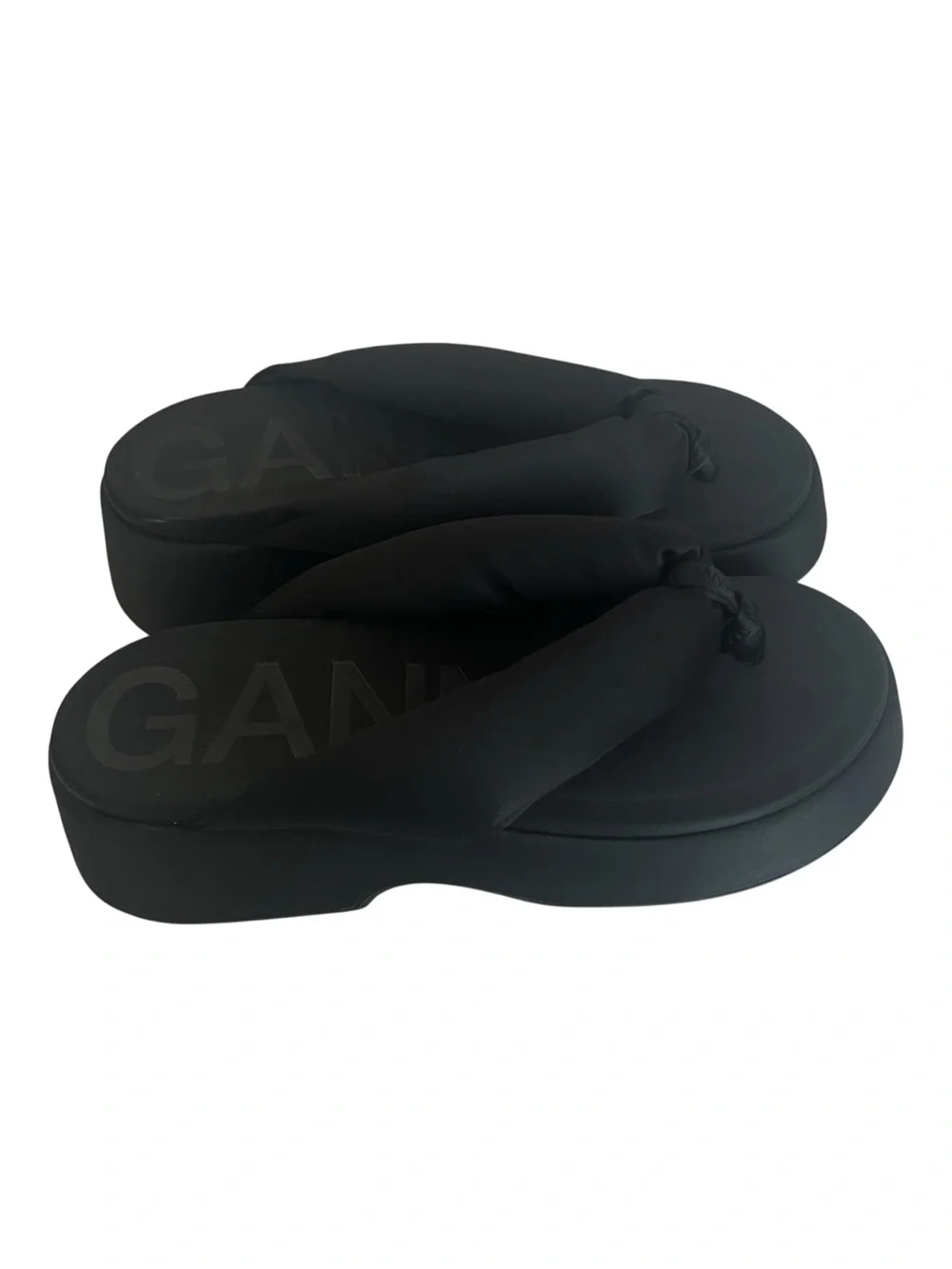 Ganni Black Platform Retro Thong Sandals Size 41